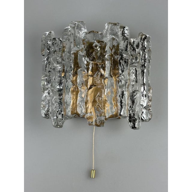 Vintage Ice Glass Wall Lamp by J.T. Kalmar, 1970s For Sale - Image 6 of 18