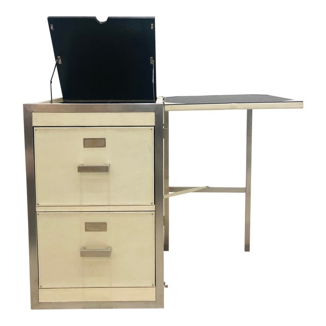 Campaign Style Extendable File Cabinet Desk Chairish
