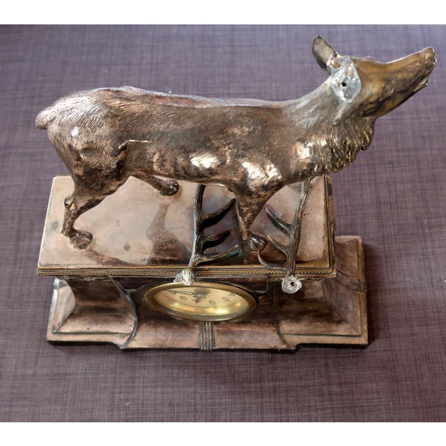 Metal Antique Metal Deer Clock - Decorative Vintage Timepiece For Sale - Image 7 of 14