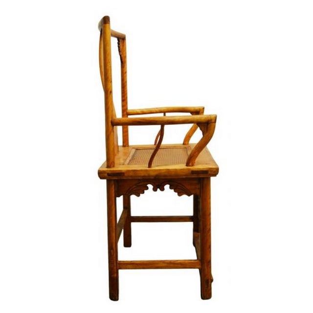 Brown Antique Hand Carved and Lacquered Elmwood Chair from 19th Century China For Sale - Image 8 of 9