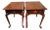 Vintage Hekman Queen Anne Style Walnut Burl Wood End Side Tables - a Pair For Sale