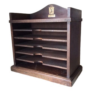 Antique Advertising Desktop, Paper, Letter Holder, Storage Cupboard For Sale