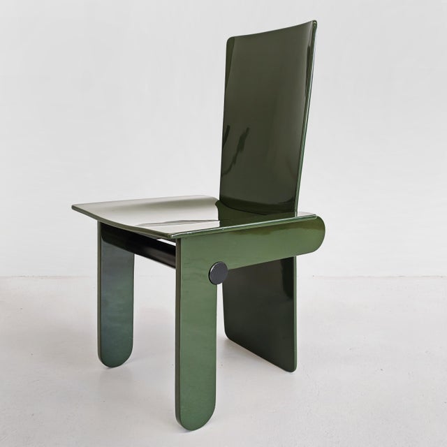 Postmodern Vintage English Green Lacquered Chairs by Carlo Scarpa for Gavina, 1970s, Set of 4 For Sale - Image 3 of 18
