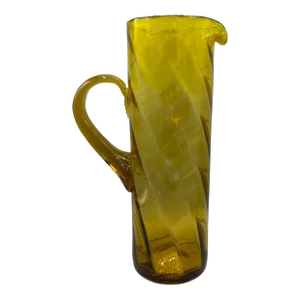 1950's Bischoff Tall Amber Blown Glass Pitcher