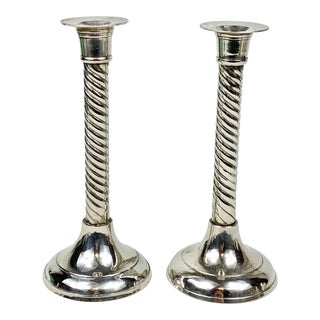 Vintage Silver Plate Candlesticks-A Pair For Sale