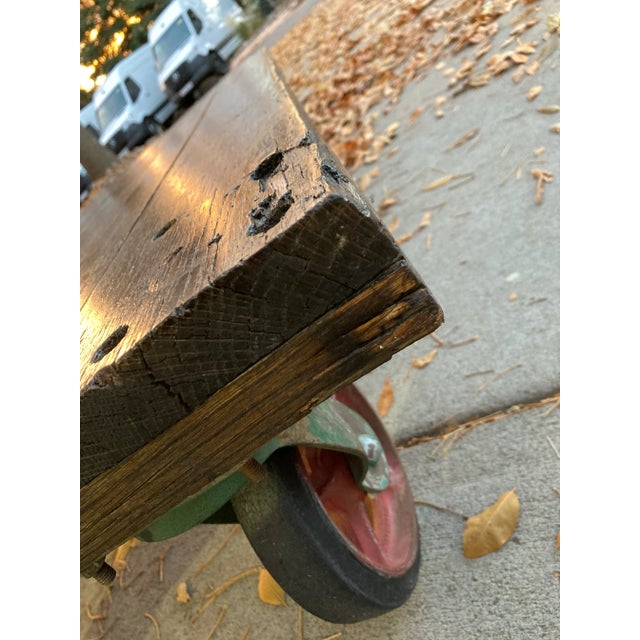 Industrial Cast Iron & Hardwood Factory Cart Coffee Table From Fairbanks For Sale In Denver - Image 6 of 13