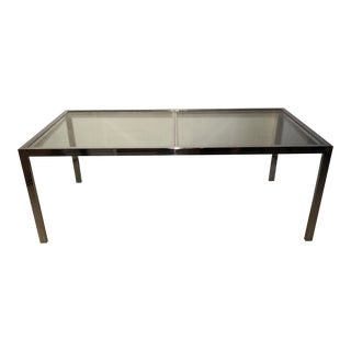 Design Institute of America Chrome and Glass Dining Table, Style of Milo Baughman For Sale