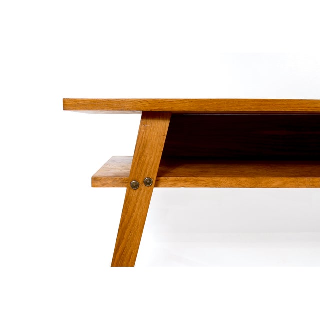 We discovered this fantastic console or side table in France. It's an unknown piece from the 1950s. The tabletop is oak...