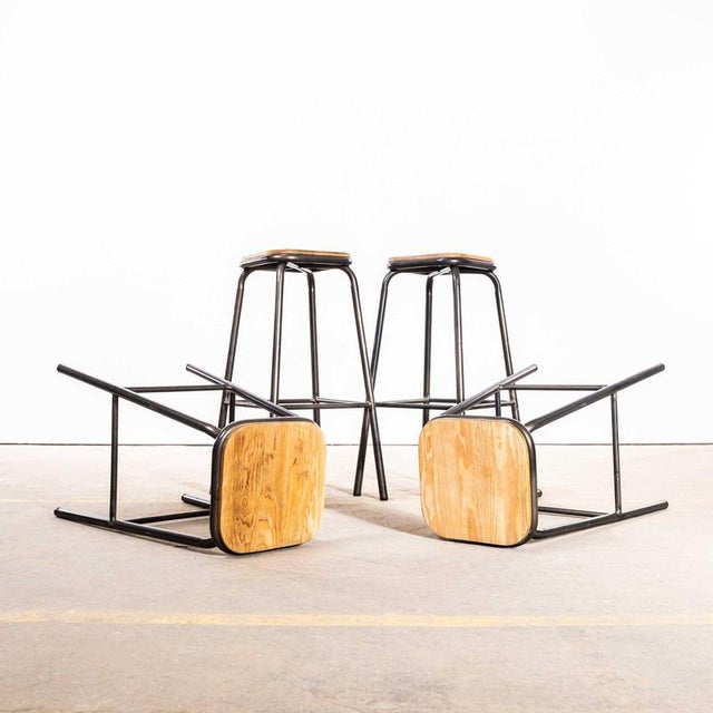 Vintage Industrial French Stacking High Stool in Steel from Mullca, 1950s For Sale - Image 4 of 9