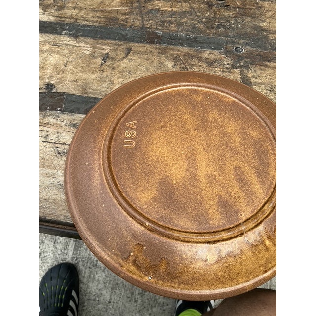 Vintage MCM Glazed Ceramic Salad Plates - Set of 10 For Sale - Image 10 of 12