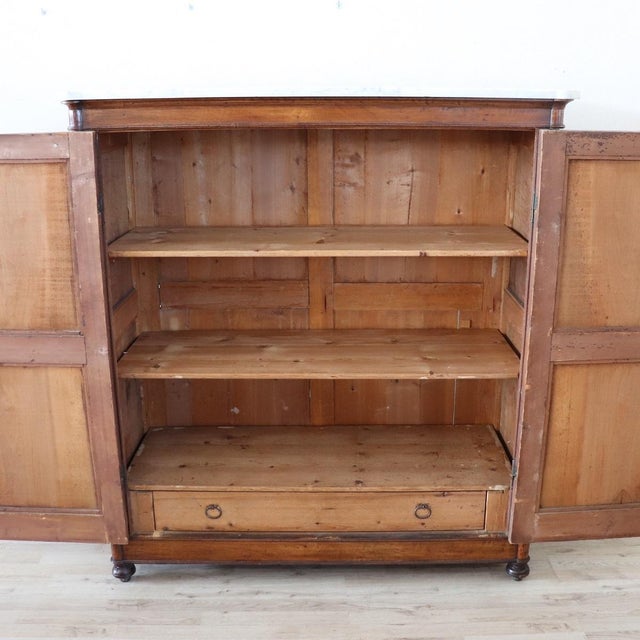 Small Antique Wardrobe in Walnut with Marble Top, 1800s For Sale - Image 10 of 15