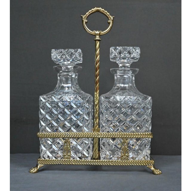 Metal Bronze and Crystal Liquor Cabinet, Late 19th Century, Set of 3 For Sale - Image 7 of 18