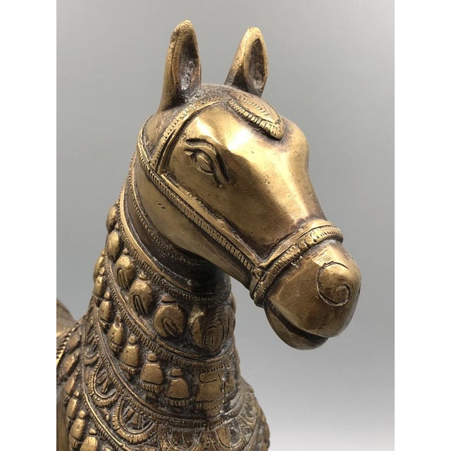 Vintage Handmade Brass Horse Statue, 1960s For Sale - Image 11 of 16