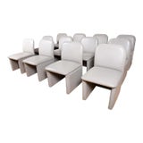 Set of 12 Contemporary Dining | Conference Chairs Fully Upholstered in Pearl Gray Leather For Sale