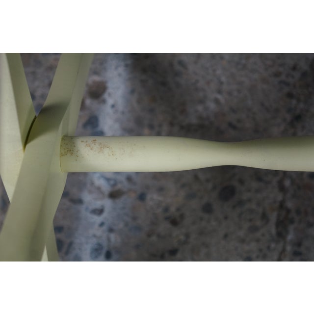 Gate House Ivory Contour Leg Wood Luggage Rack With 3 Petit Point Straps For Sale - Image 13 of 16