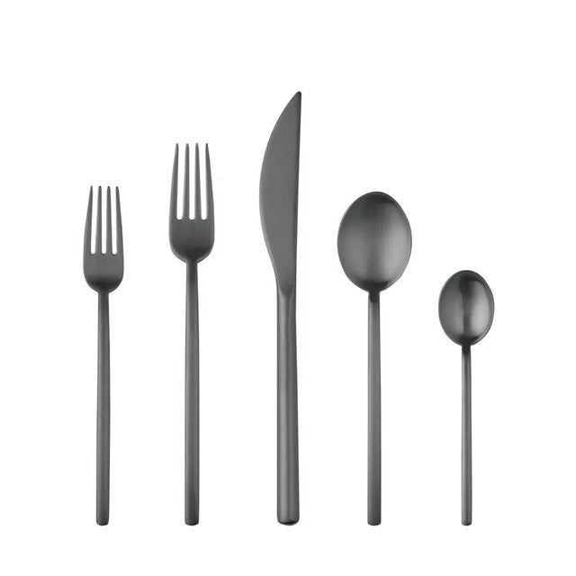 Contemporary Mepra Due 5-Piece Flatware Set, Ice Oro Black For Sale - Image 3 of 3