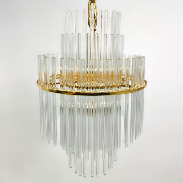 Mid-Century Glass and Brass Chandelier by Christoph Palme for Palwa, 1970s For Sale - Image 10 of 10