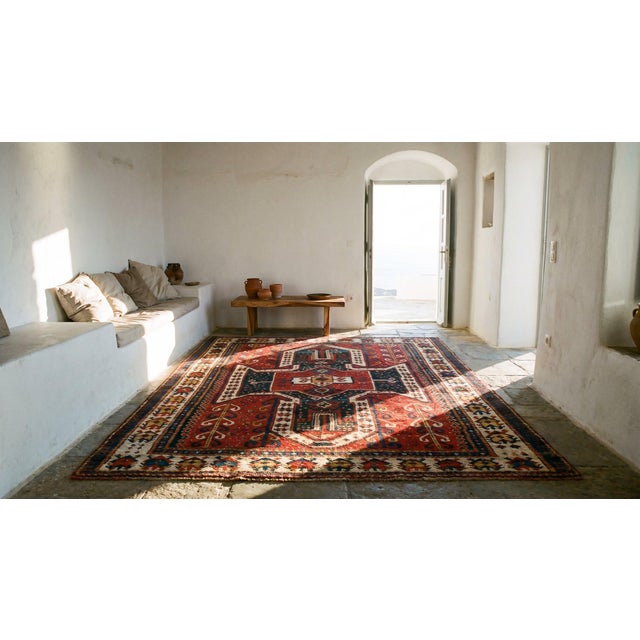 Extraordinarily Antique Tribal Red Geometric Caucasian Sewan Kazak Rug For Sale - Image 12 of 12