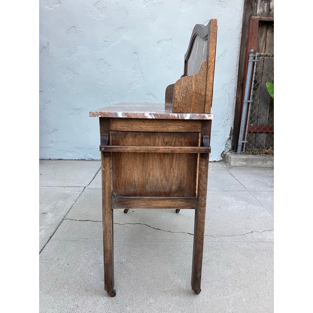 English Antique English Washstand W/ Pink Marble For Sale - Image 3 of 10