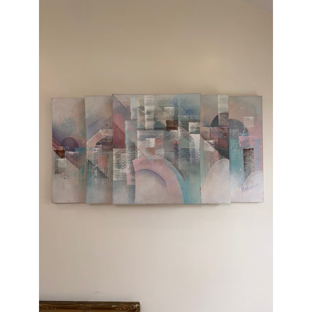 1980s Vintage Stack Canvas Art For Sale - Image 11 of 14