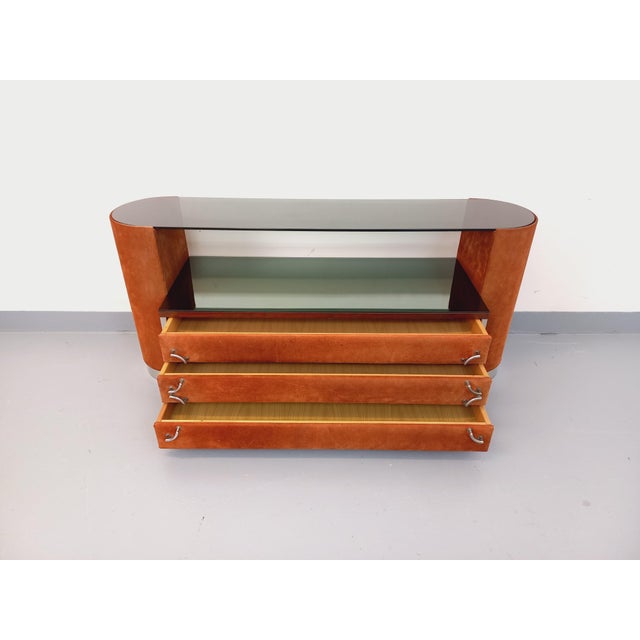 Vintage Italian Dressing Table in Suede Velvet, 1970s For Sale - Image 15 of 18