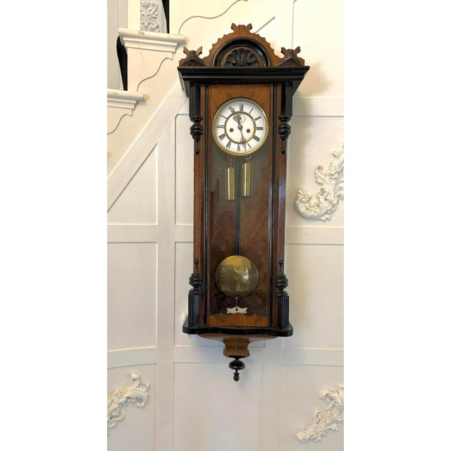 A fine quality Vienna regulator wall clock in a walnut veneered case with excellent colour and richly figured grain. The...