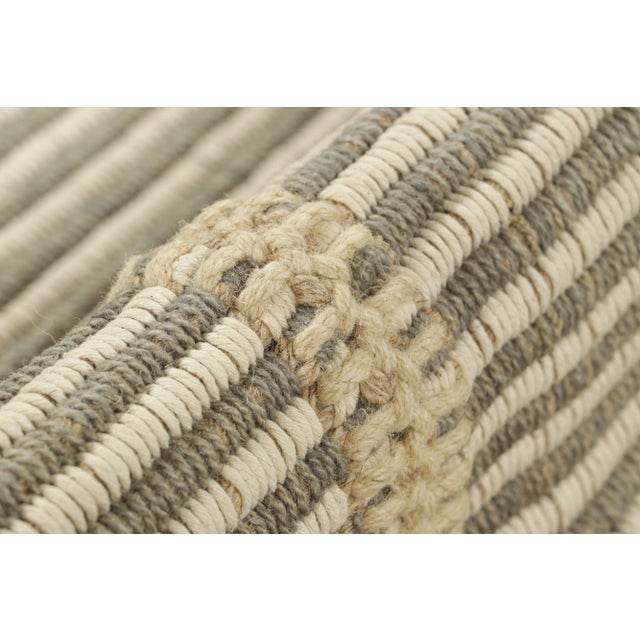 Textile Rug & Kilim’s Contemporary Kilim in Gray and Ivory White Textural Stripes For Sale - Image 7 of 8