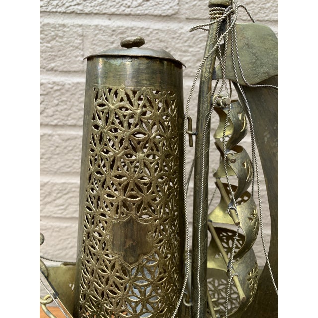 Metal Vintage German Brass Sailing Ship Nightlight | an English Coastal Curiosity For Sale - Image 7 of 12