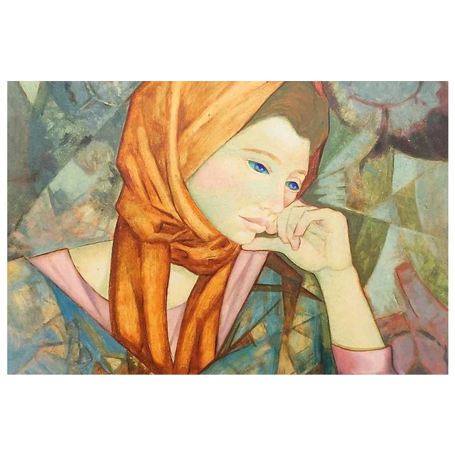 'Woman in a Scarf,' Modernist Figural by Herbert Portillo Galan, 1970s For Sale - Image 4 of 9