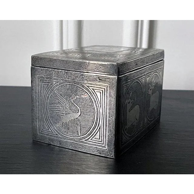Fine Korean Iron Tobacco Box with Silver Inlay Joseon Dynasty For Sale - Image 4 of 13