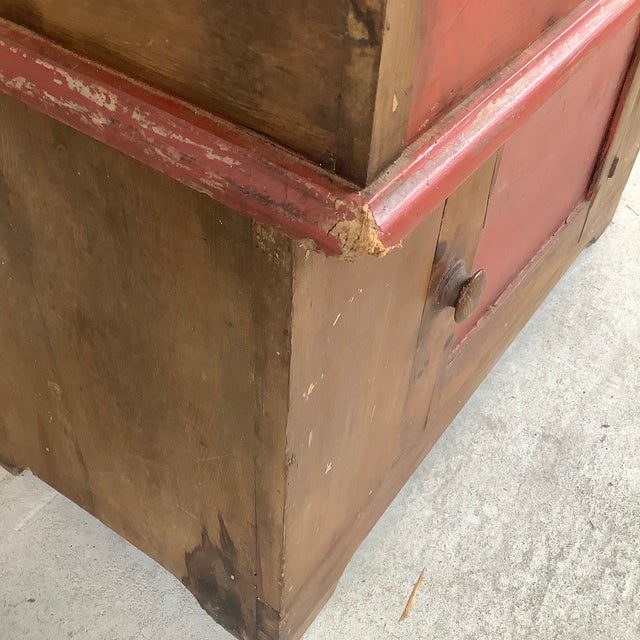 Antique American Primitive Painted Pine Farmhouse Cabinet For Sale - Image 11 of 12