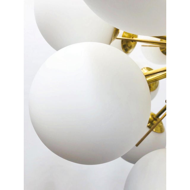 Fabio Ltd 21st Century Ventiquattro Natural Brass Matte White Murano Sputnik Chandelier by Fabio LTD For Sale - Image 4 of 7