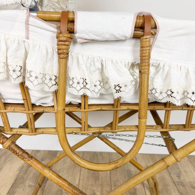 Bohemian Rattan Basket on Stand, 1970s For Sale - Image 6 of 14
