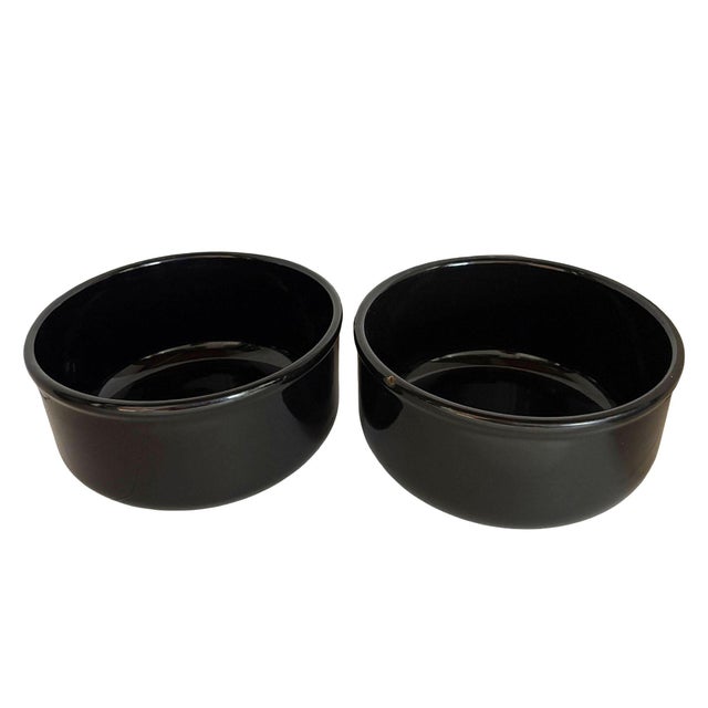1970s Neo Art Deco 26-piece serve ware set featuring black bowls & coffee mugs by Waechtersbach, made in Spain. Marked:...