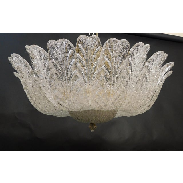 Italian 1960s Italian Clear Graniglia Murano Leaves Flush Mount For Sale - Image 3 of 9