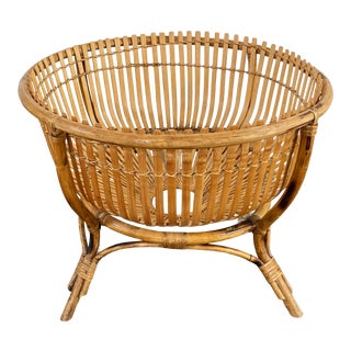 Vintage Albini Style Large Split Reed Fish Trap Basket For Sale