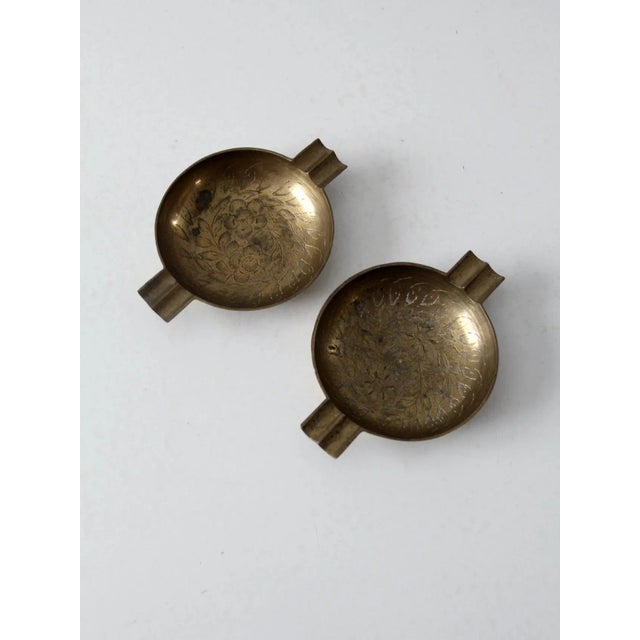 Mid 20th Century Vintage Brass Ashtray Pair For Sale - Image 5 of 8