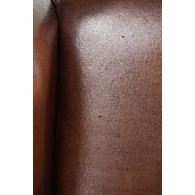 Sheepskin Wing Armchair with Black Piping For Sale - Image 15 of 18