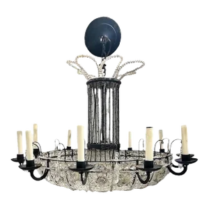 1930 French Beaded Crystal Chandelier 11 Lights