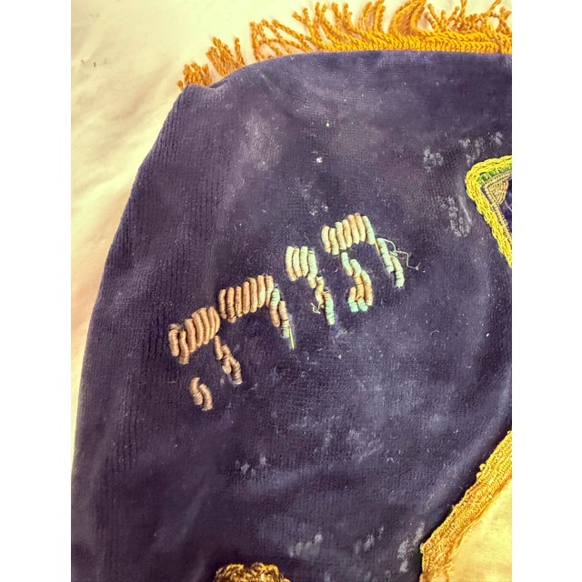 Textile Rare Antique Hand Embroidered Judaica Jewish Memorial Torah Mantel Scroll Cover For Sale - Image 7 of 12