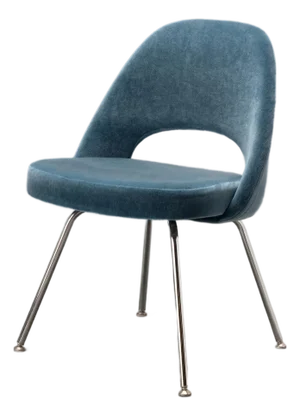 Knoll Saarinen Executive Armless Dining Chairs in Ocean Mohair, Chrome Legs