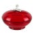 Vintage Venetian Murano Ruby Red White Leafs Top Decoration Italian Art Glass Candy Bowl Covered Jar For Sale