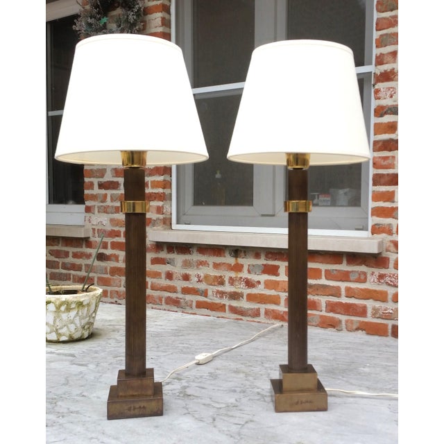 Vintage Bronze Table Lamps by Jean Charles, 1970s, Set of 2 For Sale - Image 8 of 10