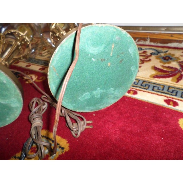 Brass Vintage Neoclassical Brass Glass Lamps- a Pair For Sale - Image 8 of 10