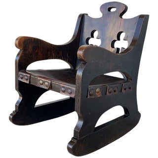 20th Century Carved Walnut Spanish Rocking Chairs Featuring Ace of Clubs For Sale