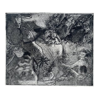 1974 Sue Cohen Lost Literature Abstracted Etching For Sale