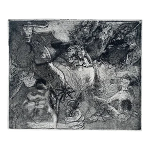 1974 Sue Cohen Lost Literature Abstracted Etching