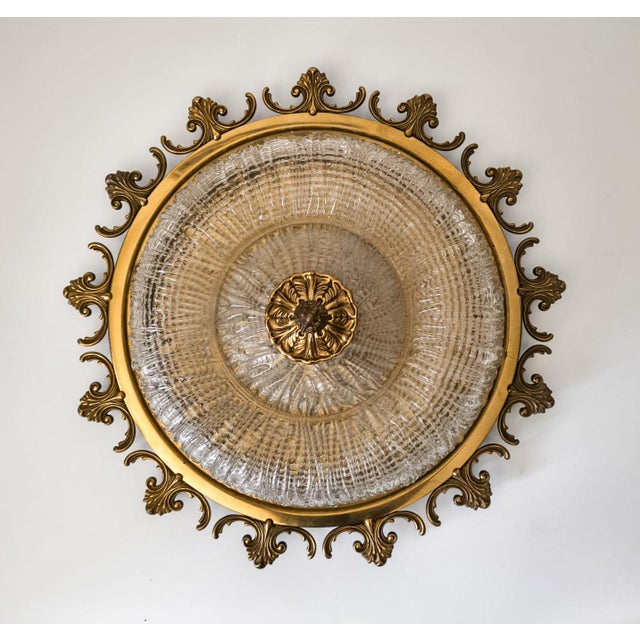 Mid-Century Modern Ornate Textured Glass Flush Mount, 1960s For Sale - Image 9 of 18