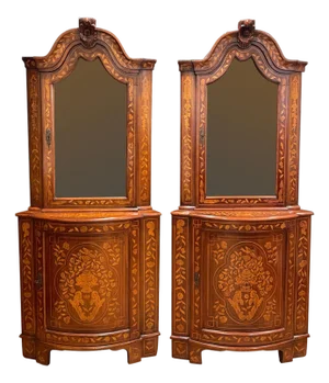 Early 19th Century Pair Of Early 19th Century Dutch Marquetry Corner Cabinets