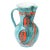 Vintage Abstract Ceramic Pitcher With Handle Turquoise, Teal Turquoise, Orange, White, Italy For Sale